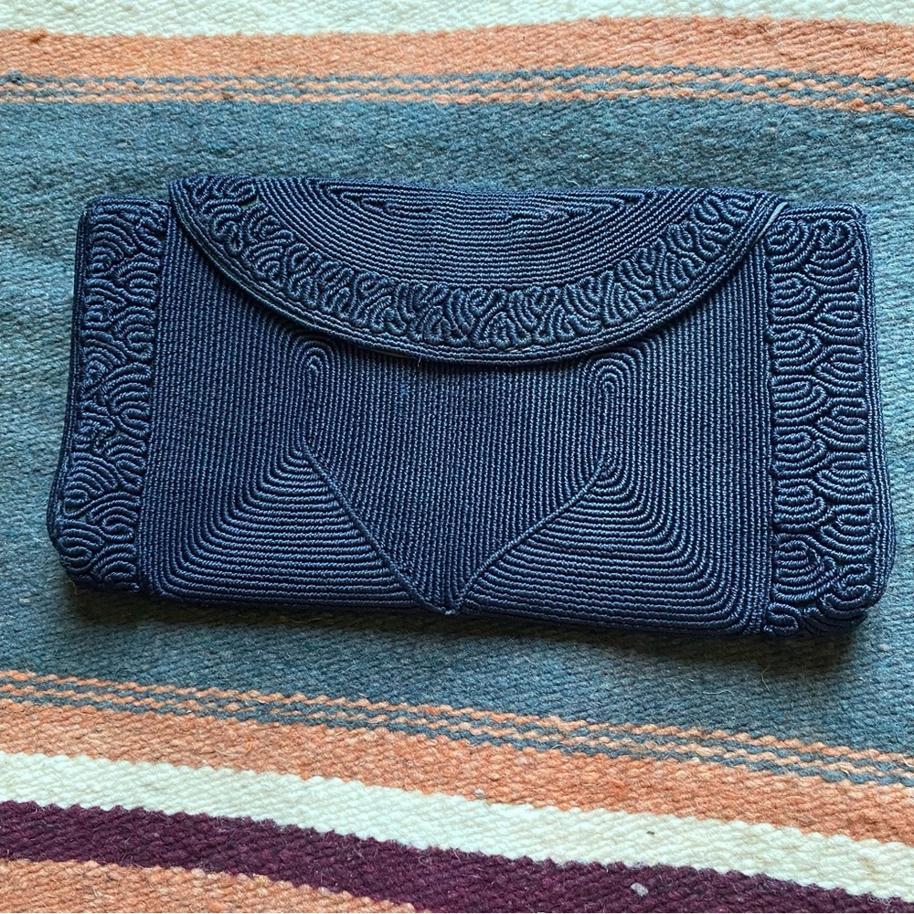 VTG 40’s/50’s Genuine Cord Clutch Handbag! Rare! Amazing design! 9” x 5”